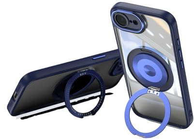 QYFCOU for iPhone 16e Case with Camera Protection, 360-Degree Rotating Stand Military-Grade Shockproof and Scratch-Resistant Cover - Blue