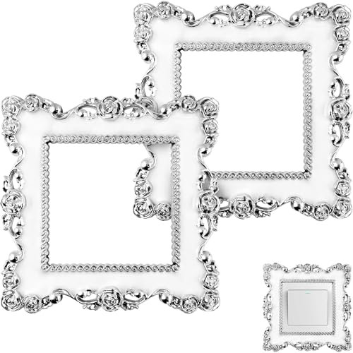 Light Switch Surround, 2Pcs Vintage Light Switch Finger Plate Surrounds 3.38 Inch White Light Switch Cover Plates Socket Surround Stickers for Home Wall Decoration