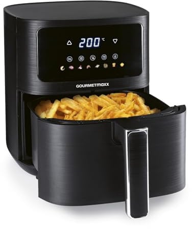 GOURMETmaxx AirGenius Friteuse à air chaud - 4,5 L Airfryer | Friteuse avec 6 fonctions, 8 programmes | Mini-four - aliments pauvres en graisse | Friteuse à air chaud avec écran couleur, Touch