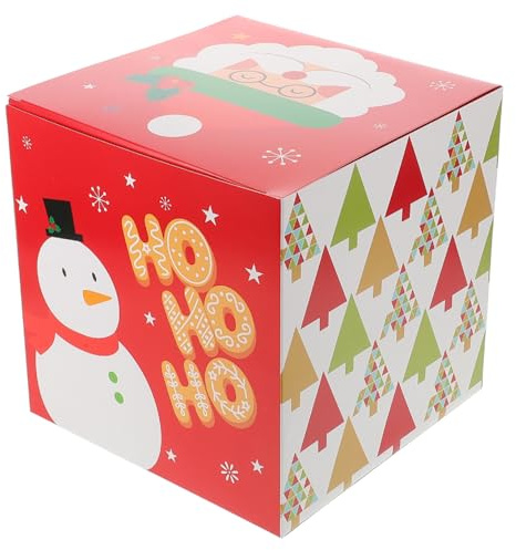 ABOOFAN Geschenkbox Weihnachten Quadratische Papierverpackungshülle Weihnachtsmuster Würfel Und Apfel-design Süßigkeitenbox Für Partygeschenke Verpackungskarton