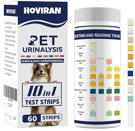 Bandelettes de test urinaire 10 en 1 pour chats et chiens, 60 Bandelettes