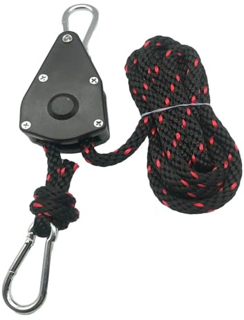 Anchor Rope, 10mm 3/5/10m 100kg Camping Tent Rope Pulley Ratchets Canoe Boat Bow Stern Tie Down Rope Heavy Duty Adjustable Rope Hanger,Multi Purpose(Black 3m)