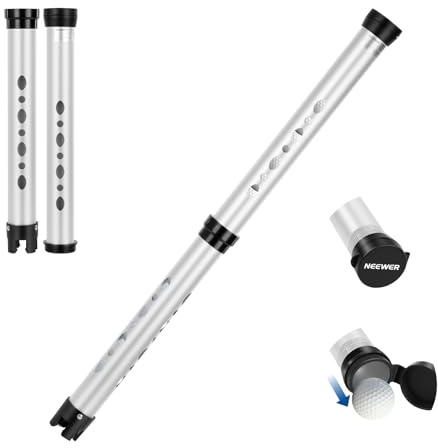 NEEWER Golf Ball Retriever Tube, 84.7 cm Lightweight Aluminium Ball Collection Tube with 2 Sections, Adjustable Collection Tube Holder for Men and Women, for Training Practice, Holds up to 20 Golf