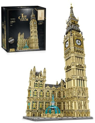 Architecture Britisch Big Ben Uhrenturm Klemmbausteine, 13825 Stück Weltberühmtes Wahrzeichen Gebäude Haus Bausatz, Deko und Geschenk für Erwachsene