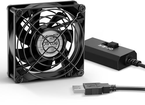 OTraki Ventola USB 80mm con 3 Velocità Regolabile, Ventole PC 8cm 5V Ventole di Raffreddata USB per Xbox/Computer/TV Box/Router/PS5/PS4/Proiettore/Ricevitore