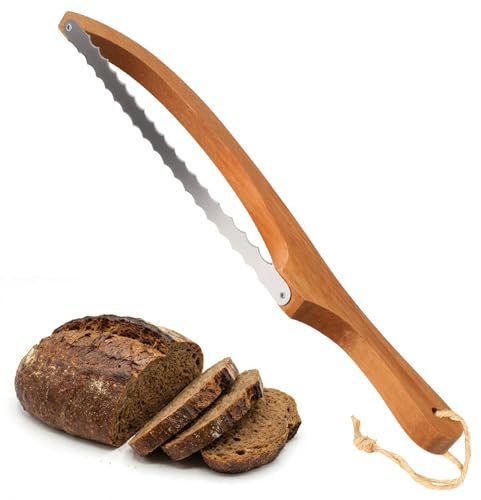 Nymblis Bread Bow Knife, Stainless Steel Double Serrated Sourdough Knife