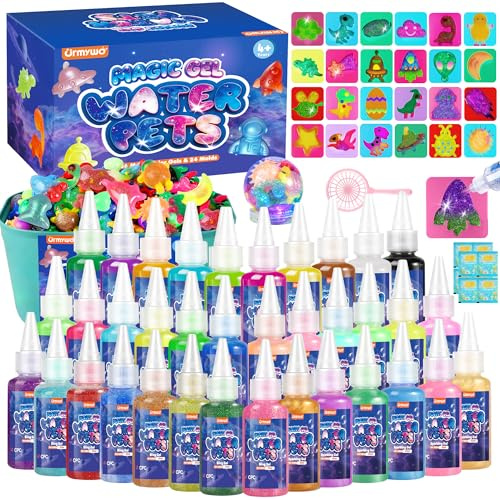 URMYWO Magic Water Gel Toy Kit, DIY 3D Magisches Wassergel-Spielzeug,kinder bastelset Set mit 36 Farben & 24 Formen, Kreatives Spielzeug Geschenk für Kinder ab 3+, Jungen und Mädchen