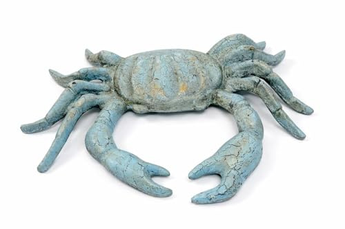 ZauberDeko Große Krabbe Riesenkrabbe aus massivem Eisen in Mint - Maritime Deko Figur Tischdeko Garten Terrasse 27 x 22 x 3,5 cm