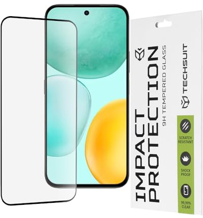 Techsuit Displayschutzfolie für Honor X6c Gehärtetes Glas mit 9H Härte, Vollständige Abdeckung, Stoßschutz, Oleophobe Beschichtung, Anti Fingerabdruck, Blasenfrei, 111D Full Glue