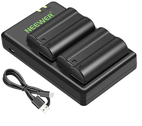 NEEWER EN-EL15 Kit de Chargeur de Batterie Compatible avec Nikon Z5, Z6, Z6 II, Z7, Z7II, D780, D850, D7500, 1 V1, D500, D750, D800, D7000, D7100, D7200 (2 pièces, 2100 mAh), Non Compatible avec Z8