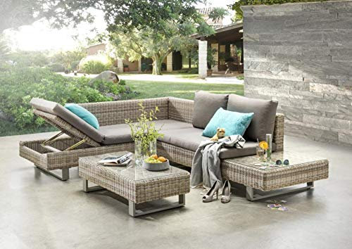 Beauty.Scouts Outdoor Collar Edition DEST Sofaset Aliana, Natur/Taupe, inkl. Polster, Eckbank, Sofatisch, Gartenset, Terrassenset, Gartenmöbel, Balkonset, Terrassenmöbel, Balkonmöbel