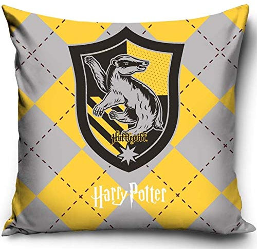 Harry Potter Kissenhülle Kissenbezug 40x40 cm (Wappen Gelb)