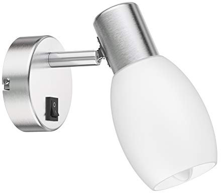 ledscom.de Wand-Leuchte LUPI mit Schalter, einflammig inkl. E14 LED Kerze Filament matt 4,066W 424lm warm-weiß