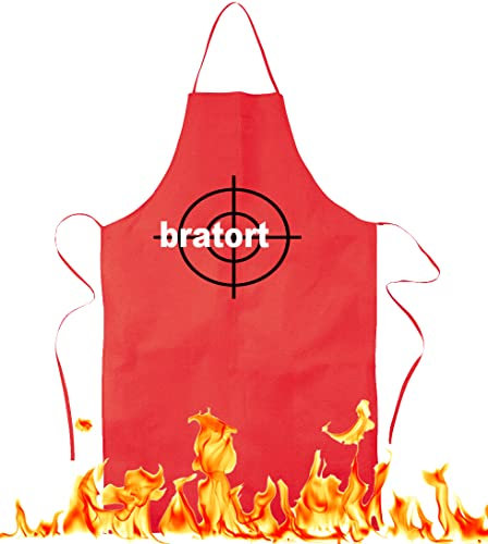 Blickfang Bratort |Grill, BBQ | Küchenchef, Koch | Kochschürze, Latzschürze, Küchenschürze Grillschürze, Partyschürze | Geschnek, Geburtstag, Schurz | Schwarz, Rot (Rot) (Rot)