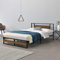 [en.casa] Metallbett Villach 140x200 cm Stahlrahmen Schwarz Spanplatte Walnuss-Optik Bettgestell