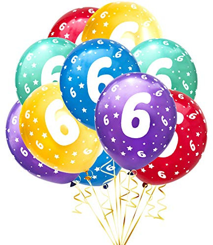 Oblique Unique® 10 Luftballons mit Zahlen Happy Birthday für Kinder Geburtstag Feier Party Deko Geburtstagsdeko Ballons Bunt (Nr. 6)