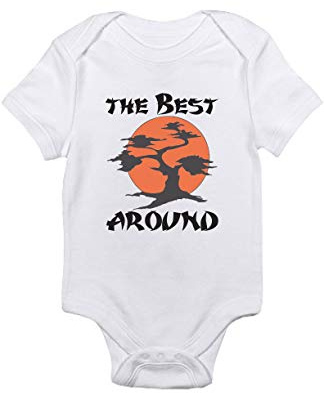 TeeNow - The Best Around - Karate Kid Inspired Baby Infant Bodysuit - Boy/Girl (12-18 Months, White)