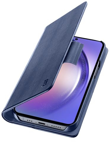 cellularline - Book - Galaxy A55 5G - Der wesentliche Schutz mit Magnetverschluss, Eckenschutz, Innentasche für Karten - Blau