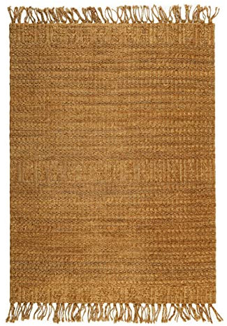 Teppich, Läufer, Kurzflor, nachhaltig, Natur, modern handgewebt aus Jute bestens geeignet für Wohnzimmer, Flur, Schlafzimmer, Kinderzimmer » Marseille « (80 x 300 cm, Naturfarben)