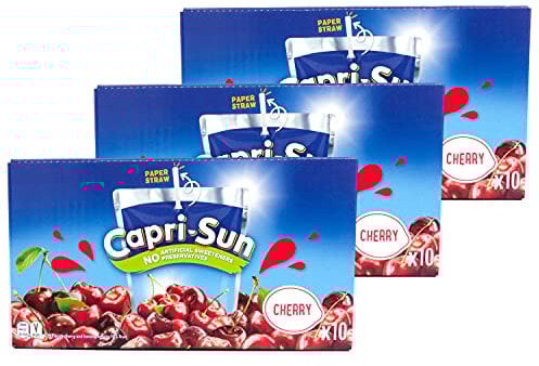 Capri-Sun - 3er Pack Capri Sonne Kirsche - Caprisonne Cherry Vorteilspack (10 x 0.2 Liter) perfekt für Unterwegs 100 % Erfrischung dank fruchtigem Kirsch Geschmack