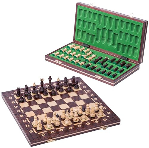 Square - Schach Schachspiel - JUNIOR AG - Schachbrett aus Holz 41 x 41 cm & Schachfiguren