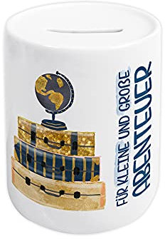 GRAZDesign Spardose Reisekasse, Urlaubskasse Abenteuer Weltreise, mit Koffer Geldgeschenk Geschenk Sparschwein