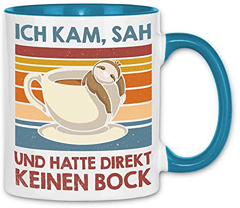 wowshirt Tasse Ich Kam Sah und Hatte Direkt Keinen Bock Faultier Arbeit Job, Farbe:White - Light Blue
