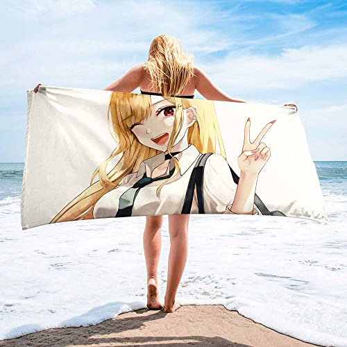 My Dress-Up Handtuch mit Anime-Cartoon-Druck, Strandtuch, Kitagawa Marin, schnelltrocknend, super saugfähig, 140 x 70 cm, für Schwimmen, Spa, Outdoor-Sport