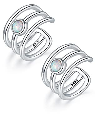 CHIC & ARTSY Ear Cuff Set Damen Ohrmanschette Ohrringe 925 Sterling Silber Earcuffs Set Helix Knorpel Ohrmanschette Ohne Ohrloch Wickelohrring Fakepircings Ohr Cuffs Ohrklemme
