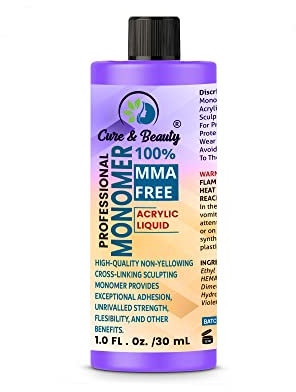 AFRO Acrylic Liquid Monomer 50ml Nail Art System Primerless for Acrylic Powder Nail Extension Non-Yellowing Formula, MMA Free