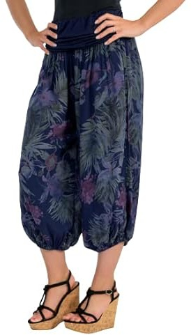 Malito Damen Aladinhose mit floralem Muster, Haremshose zum Tanzen, Pumphose zum Chillen - Freizeithose - Pluderhose 8938 (dunkelblau)