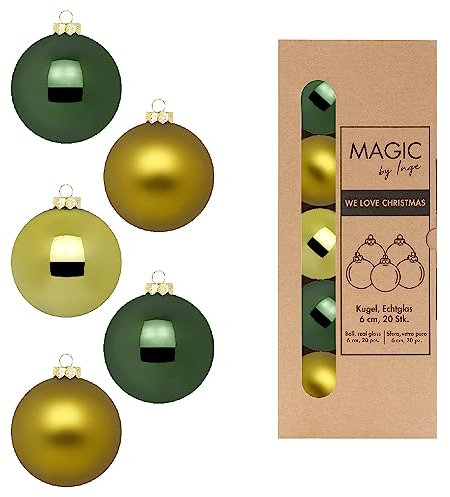 Weihnachtskugeln Glas 6cm x 20 Stück in Kartonbox Christbaumkugeln Set Hush of Moss