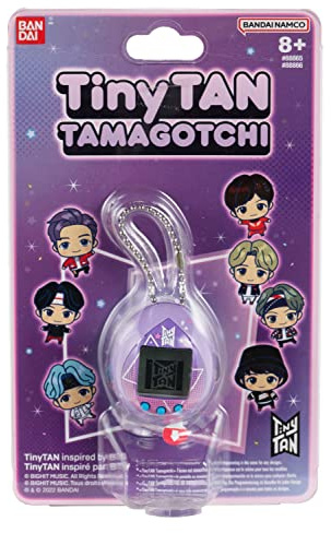 TAMAGOTCHI Nano TinyTAN Purple, BTS TinyTAN Purple Virtual Pet Hand Held Games Machine, Electronic Cyber Pet With All 7 BTS Stars, Mini Retro Original Fun With Electronic Pets Toy, 4 cm