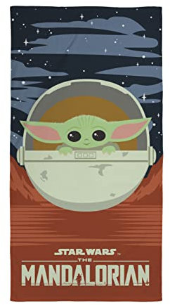 Character World Offizielles Disney Mandalorian Star Wars Handtuch | Super weiches Gefühl, Little Traveller Design | Perfekt für Zuhause, Bad, Strand und Schwimmbad, Mehrfarbig, 140 x 70 cm