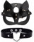 Kiwochy Katze Maske Mit Herz Halskette - Schwarze Maskerade Gesichtsmaske Damen Halbes Gesicht Aus PU Leder für Karneval Mottoparty Kostüm Abschlussball Augenma