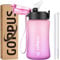 GOPPUS 350ml/12oz Bouteilles d'eau pour Enfants avec Paille Sans BPA Bouteille d'eau étanche Tritan Fille Garçon Bouteille d'eau de Sport Réutilisable pour Tout-petit avec Marquage de l'heure