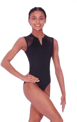 Roch Valley Nadia Sleeveless Zip Front Leotard Gymnastikanzug, Schwarz, M