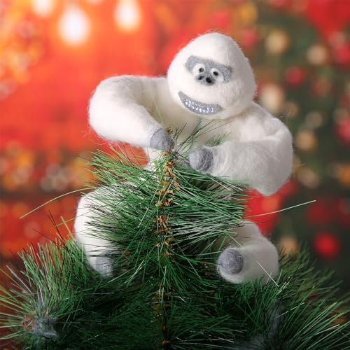 Abominable Snowman Tree Topper, Handmade Needle Felted Christmas Tree Topper, Funny Novelty Snow Monster Ornaments for Christmas Holiday Home Party Decorations (Style D, One Size)