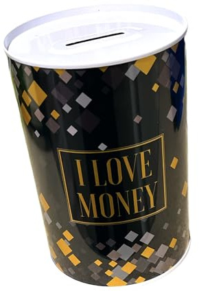 BLUECHOLON Originelle Spardose mit Stil und Botschaft - Große Spardose für Erwachsene - Spardose Dose Geschenk XL Schwarz Gold, New York, I Love Money, World (I Love Money)