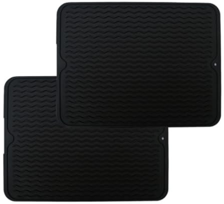 Fychuo Silicone Trivets for Kitchen Worktops Heat Resistant Mat Trivets for Hot Pans Pot Holders Black Trivet 2 Pack Pan Protectors Heatproof Mats Worktop Protector Essentials 16x12