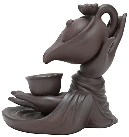 lyrlody Porta Incenso a Cascata in Porcellana Rossa, Decorativo con Giochi d'Acqua, per Aromaterapia e Sollievo dallo Stress