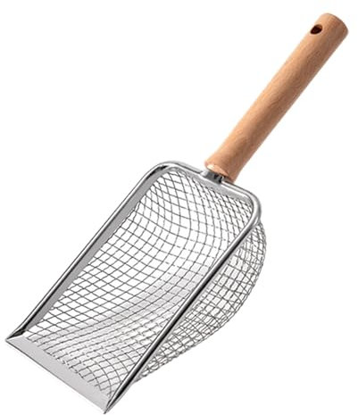 Dualoai Cat Litter Pets Substrate Kitten Sand Sieve Mesh Strainer Poop Spoon Durable with Handle, mesh 5x5mm