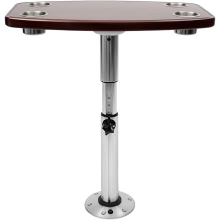 Kanbihao Table télescopique, 60 x 38 x 72 cm, pour camping-car, pieds de table amovibles, table pliante suspendue, avec 4 porte-gobelets, pour caravane, yacht, camping-car, marine, bateau