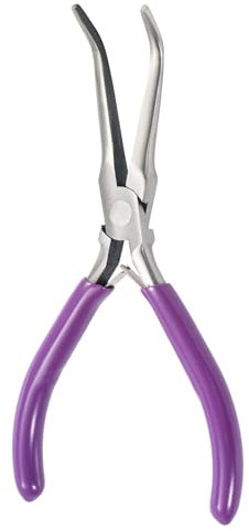 Bent Nose Pliers/Tweezers with Non Slip Handle - Curved Fish Deboner Tool - Carbon Steel Pliers to Clamp and Pull Out Tiny Fishbone