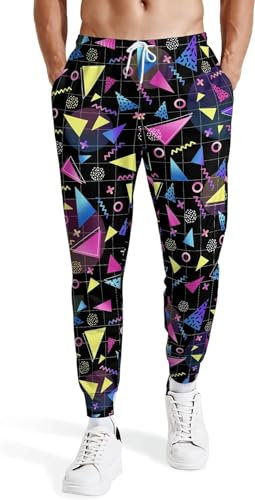 80er-Jahre-Jogginghose für Herren, 90er-Jahre-Sweathose, Kostüm-Outfit Mit Taschen, Athletische Hose für Joggen, Fitnessstudio, Größe XXL, Dinosaurier, 36-41