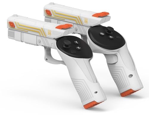AMVR VR G-un Stock Aufsatz Kompatibel mit Meta/Oculus Quest 3s/Quest 3-Zubehör, gewichteter P-istoI Griff zur Verbesserung des FPS-Spielerlebnisses Haltegefühl, VR Zubehör für Anti-Rutsch-Griff Cover