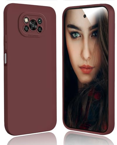 DESSEN Funda para Xiaomi Poco X3 NFC/Poco X3 Pro Capa - Silicona Carcasa Antigolpes Protector Camara Móvil Case Cover Suave Delgada Bumper Anti-Huellas, Rojo Vino