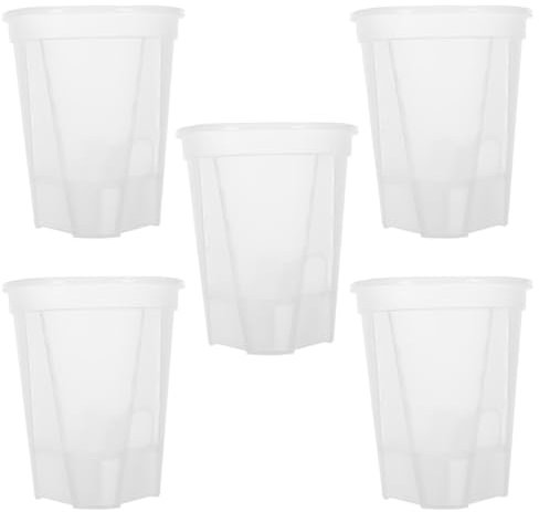 Toddmomy Macetas para orquídeas, 5 macetas de plástico transparente para orquídeas, macetas de orquídeas con ranuras transpirables, macetas de inicio, macetas de riego automático, suministros de