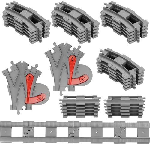 32 pezzi City Binari, Classic City Set di Binari Rails, City Binari City Scambi Binari dei Blocchi di Costruzione della Città Idee Regalo per Ragazzi, Ragazze e Bambini