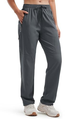 Libin Women's Hiking Trousers Waterproof Quick Dry Walking Cargo Trousers Lightweight Casual Safari Work Travel Pants with Zipper Pockets 29, Gray L